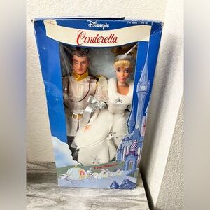 Lot of 2 Vintage Cinderella and Prince Charming Dolls
